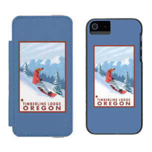 Coque-portefeuille iPhone 5 Incipio Watson™ Scène de surfeur - loge de Timberline, Orégon