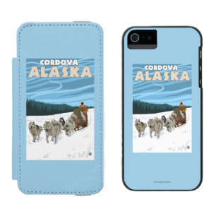 Coque-portefeuille iPhone 5 Incipio Watson™ Scène Sledding de chien - Cordova, Alaska