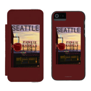 Coque-portefeuille iPhone 5 Incipio Watson™ Signe du marché d'endroit de SeattlePike et vue de