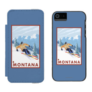 Coque-portefeuille iPhone 5 Incipio Watson™ Skieur de neige de Downhhill - Montana