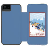 Coque Portefeuille Incipio Pour iPhone Skieur de neige de Downhhill - passage blanc, (Folio Ouvert)