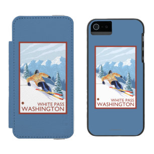 Coque-portefeuille iPhone 5 Incipio Watson™ Skieur de neige de Downhhill - passage blanc,