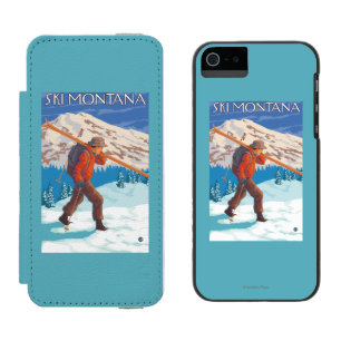 Coque-portefeuille iPhone 5 Incipio Watson™ Skis de transport de neige de skieur - Montana