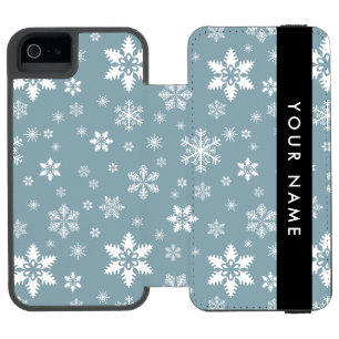 Coque-portefeuille iPhone 5 Incipio Watson™ Snowflakes blanc, Grey, Votre nom, Personnaliser