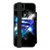 Coque Portefeuille Incipio Pour iPhone Superman Stylisé | Logo en cristal bleu blanc (Folio Dos)