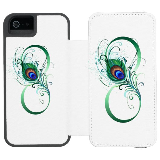 Coque Portefeuille Incipio Pour iPhone Symbole d'infini avec plume de paon (Folio Ouvert)