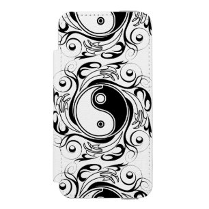 Coque-portefeuille iPhone 5 Incipio Watson™ Symbole Yin & Yang Style de Tatouage Noir et Blanc