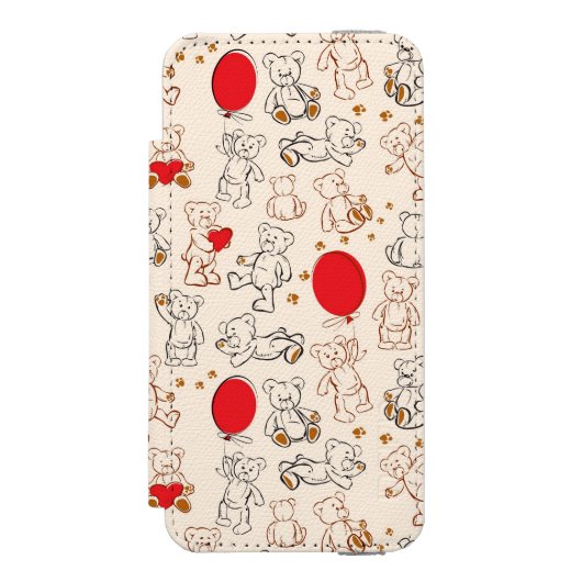 Coque Portefeuille Incipio Pour iPhone Texture avec le nounours (Folio Devant)