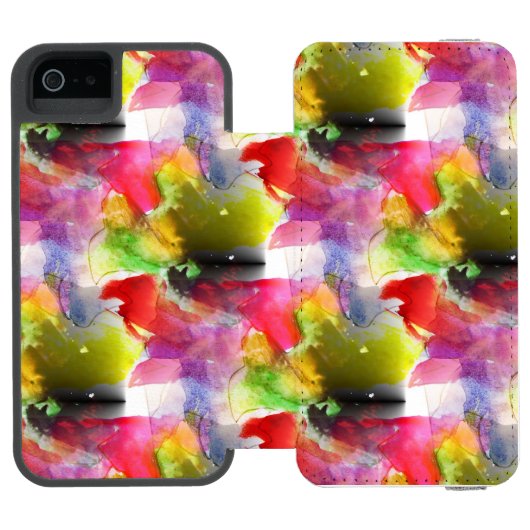 Coque Portefeuille Incipio Pour iPhone Texture de conception rouge, aquarelle jaune (Folio Ouvert)