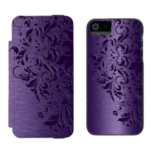 Coque-portefeuille iPhone 5 Incipio Watson™ Texture métallique violette profonde et dentelle v