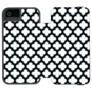 Coque-portefeuille iPhone 5 Incipio Watson™ Trellis blanc et noir, treillis, Quatrefoil