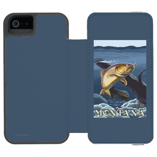 Coque Portefeuille Incipio Pour iPhone Truite pêchant la section transversale - Montana (Folio Ouvert)