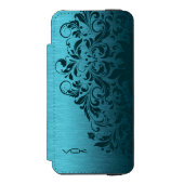 Coque Portefeuille Incipio Pour iPhone Turquoise Blue Metallic Texture & Dark Red Lace (Folio Devant)