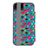 Coque Portefeuille Incipio Pour iPhone Turquoise et motif rose de cube (Folio Dos)