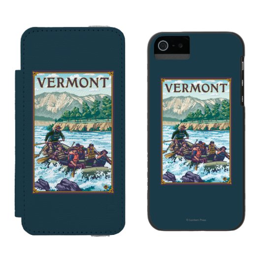 Coque Portefeuille Incipio Pour iPhone VermontRiver transportant la scène par radeau (Côté par côté)
