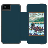 Coque Portefeuille Incipio Pour iPhone VermontRiver transportant la scène par radeau (Folio Ouvert)
