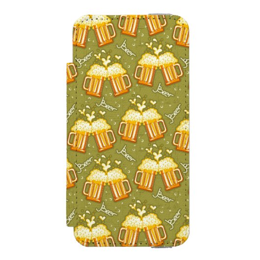 Coque Portefeuille Incipio Pour iPhone Verres de motif de bière (Folio Devant)