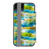 Coque Portefeuille Incipio Pour iPhone Vert abstrait d'aquarelle, bleu (Folio Dos)