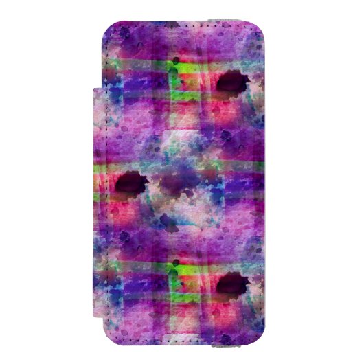 Coque Portefeuille Incipio Pour iPhone Vert de conception, aquarelle pourpre de texture (Folio Devant)