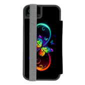 Coque Portefeuille Incipio Pour iPhone Vibrant infinity with rainbow butterfly on black (Folio Dos)