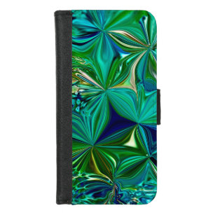 Coque Portefeuille Pour iPhone 8/7 Abstrait Arrière - plan bleu et vert avec Liquify.