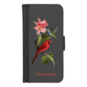 Coque Portefeuille Pour iPhone 8/7 Cardinal et Colibri rose Lily Personnalisé