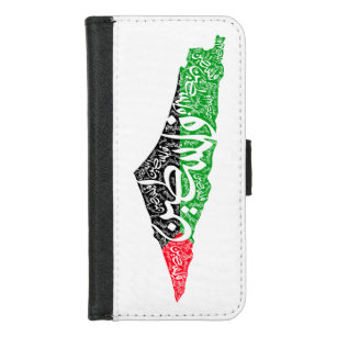 Coque Portefeuille Pour iPhone 8/7 Carte de la Palestine libre et drapeau du Canada (
