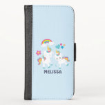 Cute White Unicorns Magical Mama & Baby<br><div class="desc">Un étui téléphonique personnalisé avec une licorne de maman blanche avec une crinière et une queue colorées fantaisie. Un bébé licorne posé à côté d'elle, avec une sucette verte dans la bouche. Un arc-en-ciel coloré aux nuages moelleux, et quelques étoiles et coeur décorent ce design doux et adorable. Un contour...</div>