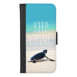 Coque Portefeuille Pour iPhone 8/7 Devis motivationnel Continuer à aller Turtle Beach