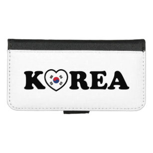 Coque Portefeuille Pour iPhone 8/7 Drapeau coréen Love Heart
