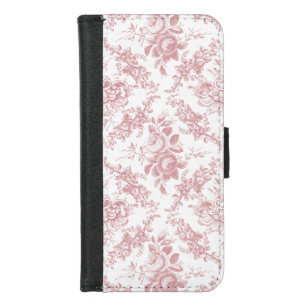 Coque Portefeuille Pour iPhone 8/7 Élégante toile florale blanche et rose gravée