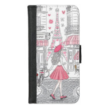 Fille Parisienne - Tour Eiffel mignonne et rue du