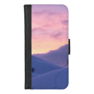 Coque Portefeuille Pour iPhone 8/7 Hills Sunset Winter Snow Trees