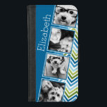 Coque Portefeuille Pour iPhone 8/7 Instagram Photo Collage Chevrons colorés<br><div class="desc">Une excellente façon d'afficher vos photos carrés à partir de votre compte en ligne. Un design amusant zig zag stripe souligne les photos.</div>