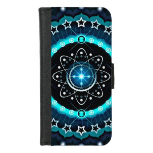 Coque Portefeuille Pour iPhone 8/7 Kaleidoscope Mandala avec un Arrière - plan noir