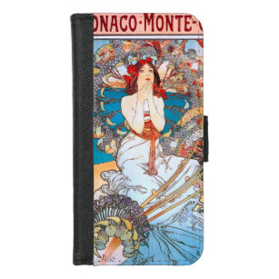 Coque Portefeuille Pour iPhone 8/7 Monaco, Monte-Carlo, Mucha