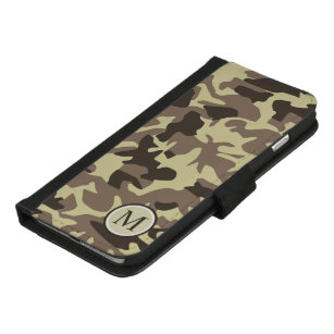 Coque Portefeuille Pour iPhone 8/7 Plus Monogramme vert militaire de motif de camouflage