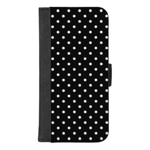 Coque Portefeuille Pour iPhone 8/7 Plus Motif de points Polka blanc et noir