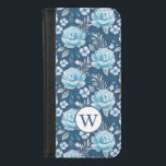 Coque Portefeuille Pour iPhone 8/7 Motif floral Monogramme bleu<br><div class="desc">Personnalisez ce beau motif à fleurs bleu et blanc avec votre monogramme. Conçu pour vous par Blackberry Boulevard.</div>