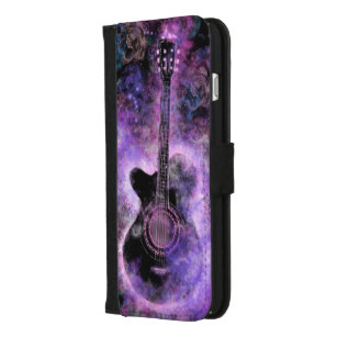 Coque Portefeuille Pour iPhone 8/7 Plus Musique guitare romantique violette