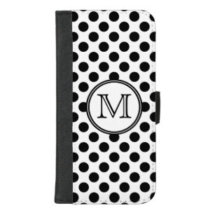 Coque Portefeuille Pour iPhone 8/7 Plus Point de polka noir et blanc décoré d'un
