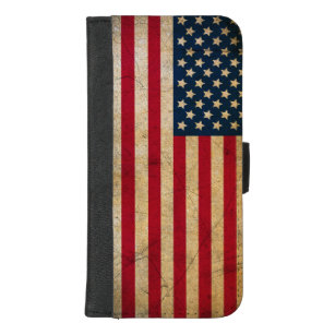Coque Portefeuille Pour iPhone 8/7 Plus Porte-valet vintage American Flag iPhone 8/7 Plus