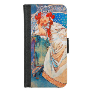 Coque Portefeuille Pour iPhone 8/7 Princesse Hyacinth, Mucha