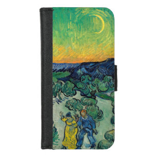 Coque Portefeuille Pour iPhone 8/7 Vincent van Gogh - Paysage Lune avec couple