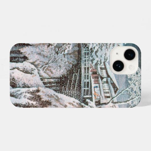 Coque Pour iPhone 14 浮世絵 ukiyoe 高橋松亭 「甲州さるはし」 iPhone 14ケース (Verso Horizontal)