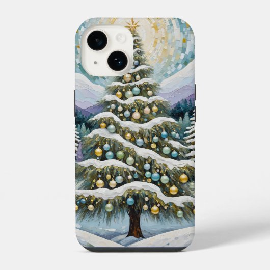 Coque Pour iPhone 14 À feuillage persistant doré (Verso)