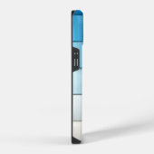 Coque Pour iPhone 14 Abstract blue toned cubes Butterfly  Monogram  (Côté droit)