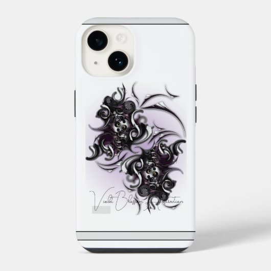 Coque Pour iPhone 14 "Abstraction de Fleur Violette", Boîtier Apple iPh (Verso)