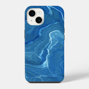 Coque Pour iPhone 14 Abstraction de marbre bleu agate