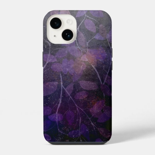 Coque Pour iPhone 14 Abstraite feuille violette profonde (Verso)